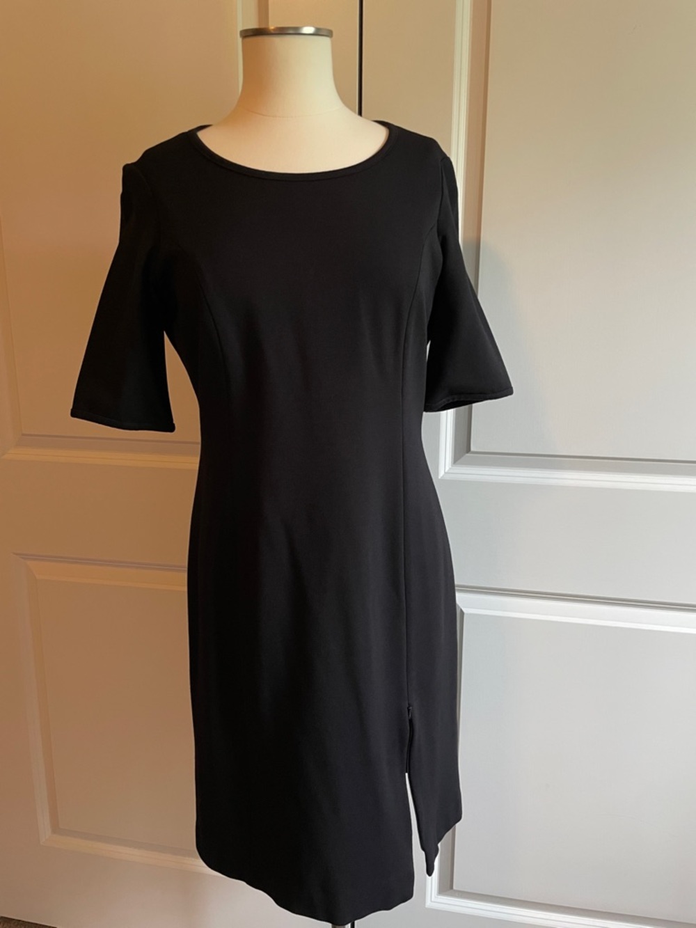 W by Worth Classic Short Sleeve Black Midi Dress Size 10